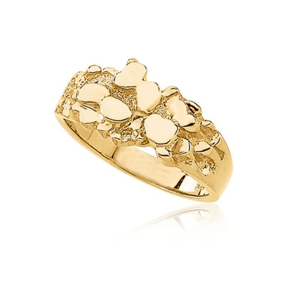 Men's Medium 14K Yellow Gold Nugget Ring - Size 10